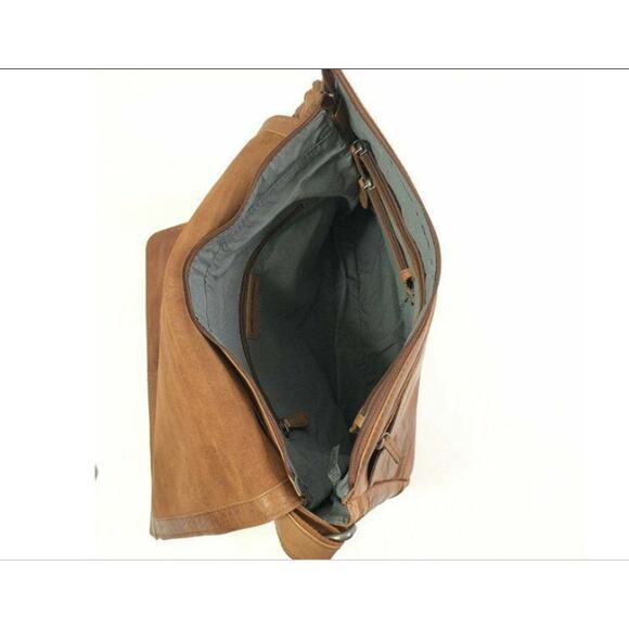 Spikes & Sparrow Noah Brandy Brown Leather Crossbody Messenger Bag Laptop Travel - Picture 7 of 12